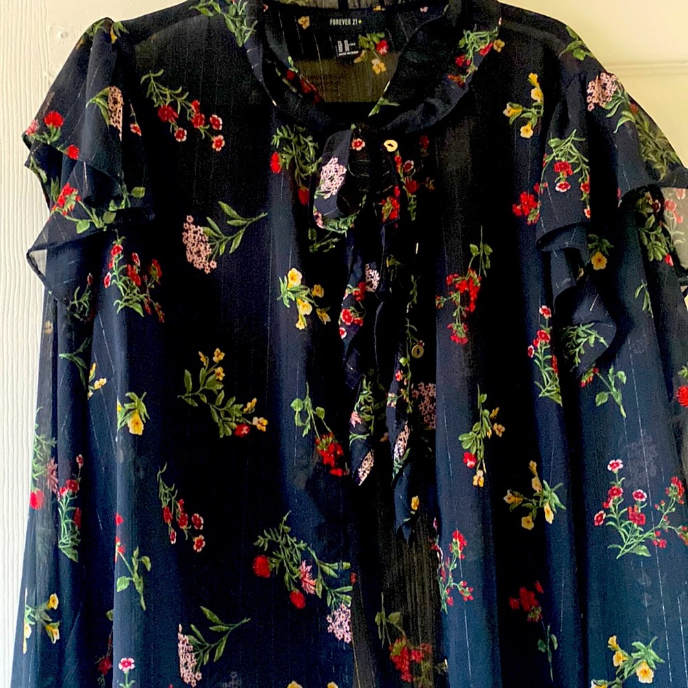 Black floral bow top